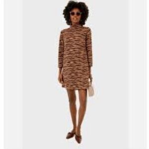 Tuckernuck Ellie Brown Black Tiger Stripe Mock Neck Knit Dress